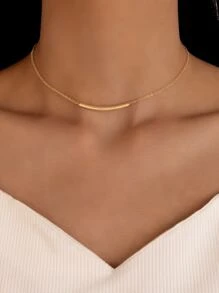 Cylindrical Decor Necklace - Yellow Gold - View 2
