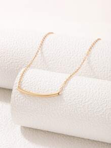 Cylindrical Decor Necklace - Yellow Gold - View 3
