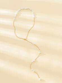 Faux Pearl Decor Back Necklace - Multicolor - View 2