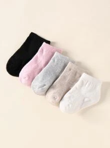 5pairs Baby Solid Color Socks - Multicolor - View 1