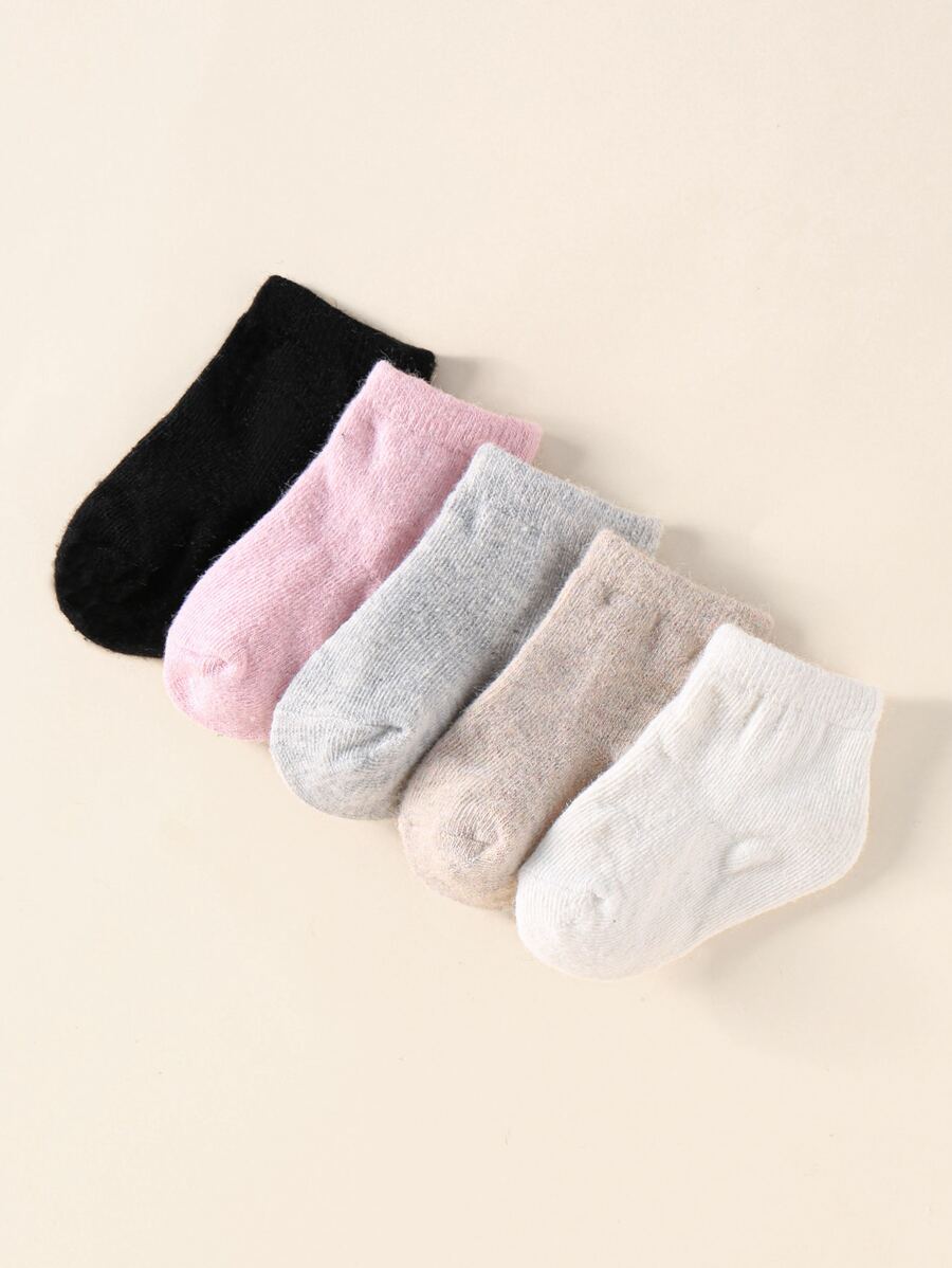 5pairs Baby Solid Color Socks - Multicolor - View 1