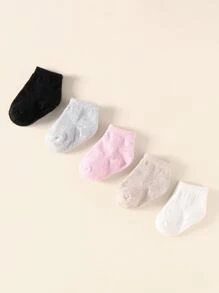 5pairs Baby Solid Color Socks - Multicolor - View 2