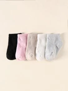 5pairs Baby Solid Color Socks - Multicolor - View 3