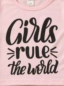 SHEIN T-shirt grafica con slogan e pantaloni joggers a pannelli per ragazza giovane