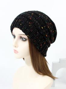 1入組女士黑色斑點線彩色冬天保暖針織隨性豆豆帽帽適用於日常休閒穿戴和戶外運動,秋冬 - 彩色 - 查看 10