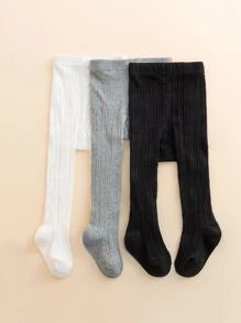 3pairs Baby Mixed Color Tights - Multicolor - View 3