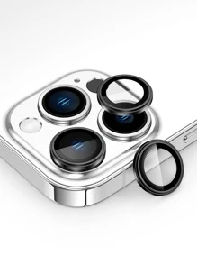 3pcs Phone Lens Protector Compatible With iPhone 15/15Pro/15Plus/15Promax - Black - View 1