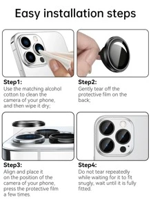 3pcs Phone Lens Protector Compatible With iPhone 15/15Pro/15Plus/15Promax - Black - View 6