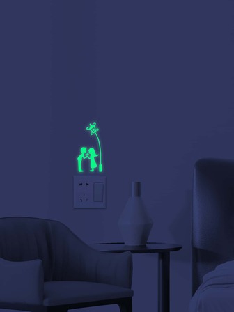 1入組夜光人像圖案開關插座牆貼