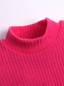 Đầm bé gái Gân đan màu trơn Dễ thương - Màu Hồng Tươi - Xem 6