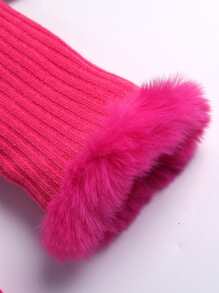 Đầm bé gái Gân đan màu trơn Dễ thương - Màu Hồng Tươi - Xem 4