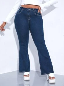 SHEIN SXY Plus Graphic Pattern Flare Leg Jeans