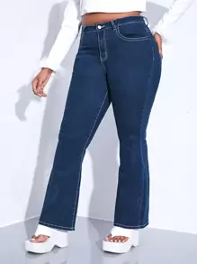 SHEIN SXY Plus Graphic Pattern Flare Leg Jeans