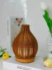 ellestfun 1pc USB 5V 80ml PP Simulation Rattan Weaving Process Ultrasonic Aromatherapy Humidifier, Suitable For Small Room Aromatherapy Humidification