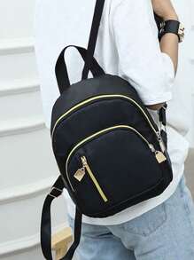 Waterproof,Lightweight Minimalist Zipper Classic Backpack School Bag For Graduate, Teen Girls, Freshman, Sophomore, Junior & Senior In College, University & High School, Perfect For Outdoors , Hiking,Climbing,Travel,Sports & Back To School - Black - View 4