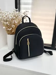 Waterproof,Lightweight Minimalist Zipper Classic Backpack School Bag For Graduate, Teen Girls, Freshman, Sophomore, Junior & Senior In College, University & High School, Perfect For Outdoors , Hiking,Climbing,Travel,Sports & Back To School - Black - View 1
