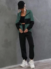 SHEIN Unity Two Tone Zip Up Hooded Jacket & Pants - Multicolor - View 4