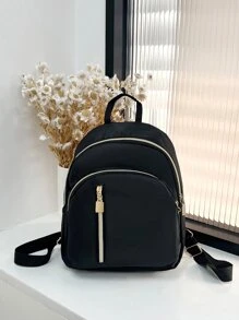 Waterproof,Lightweight Minimalist Zipper Classic Backpack School Bag For Graduate, Teen Girls, Freshman, Sophomore, Junior & Senior In College, University & High School, Perfect For Outdoors , Hiking,Climbing,Travel,Sports & Back To School - Black - View 2
