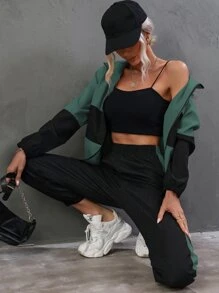 SHEIN Unity Two Tone Zip Up Hooded Jacket & Pants - Multicolor - View 6