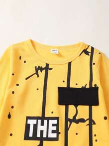 SHEIN Toddler Boys Letter Graphic Sweatshirt & Joggers Set - Multicolor - View 3