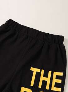 SHEIN Toddler Boys Letter Graphic Sweatshirt & Joggers Set - Multicolor - View 6