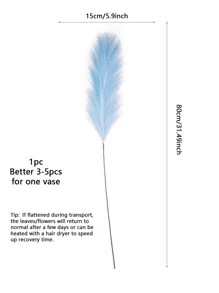 1pc 80cm Blue Artificial Reed, Soft Polyester Artificial Plant For Home Decor - Baby Blue - View 3