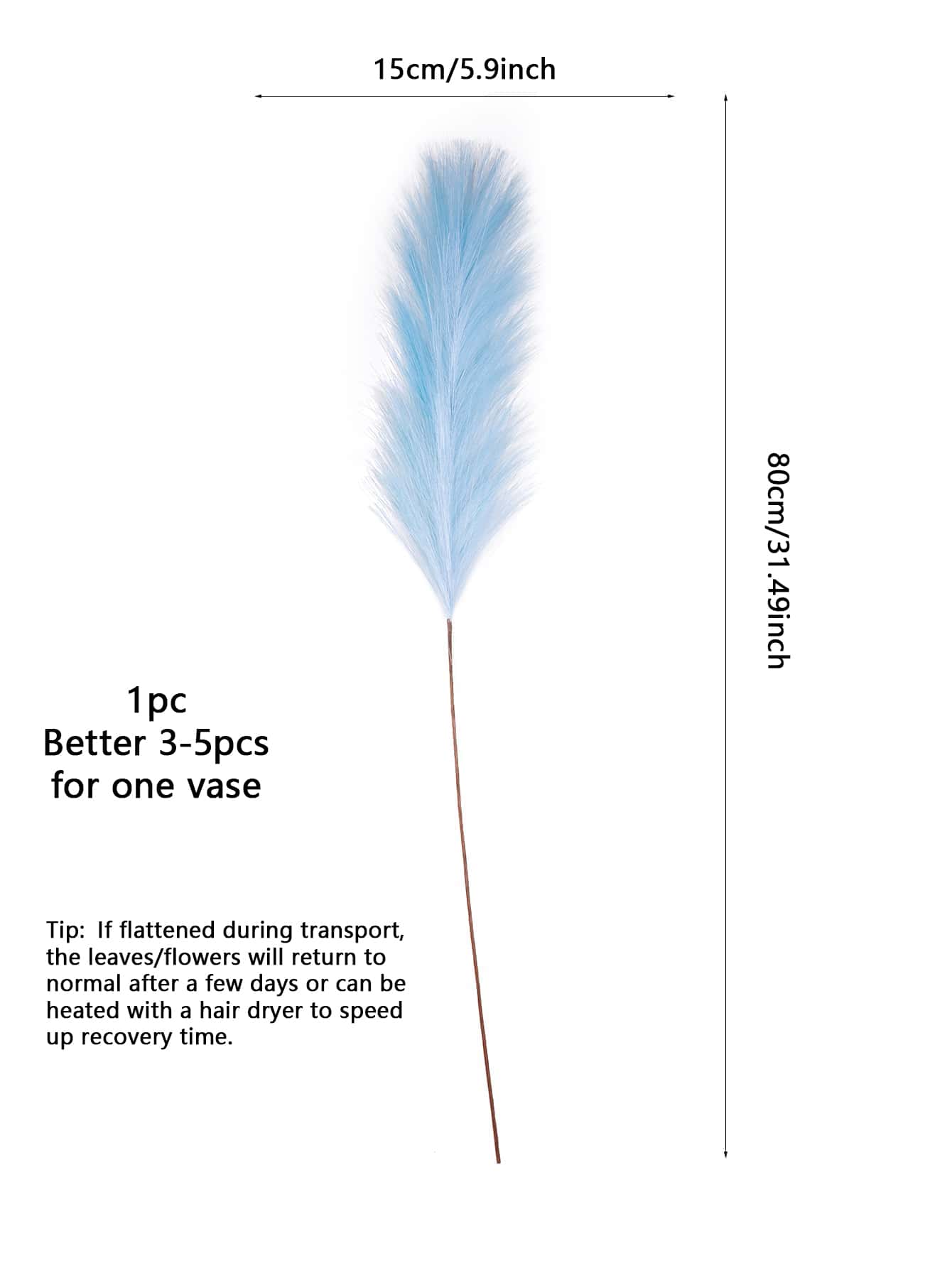 1pc 80cm Blue Artificial Reed, Soft Polyester Artificial Plant For Home Decor - Baby Blue - View 3