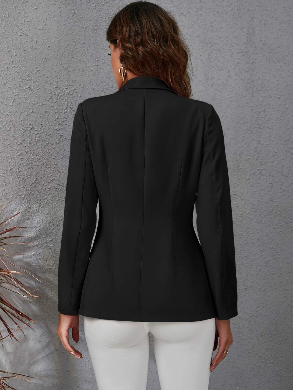 Lapel Collar Double Breasted Flap Detail Blazer Fall Cloth For Women