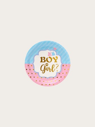 10 PCS/Set Disposable Dinner Plates, Gender Reveal Party Paper Plates, 7/inch Baby Gender Reveal Party Supplies Disposable Paper Plates for Pink and Blue Gender Reveal Decorations