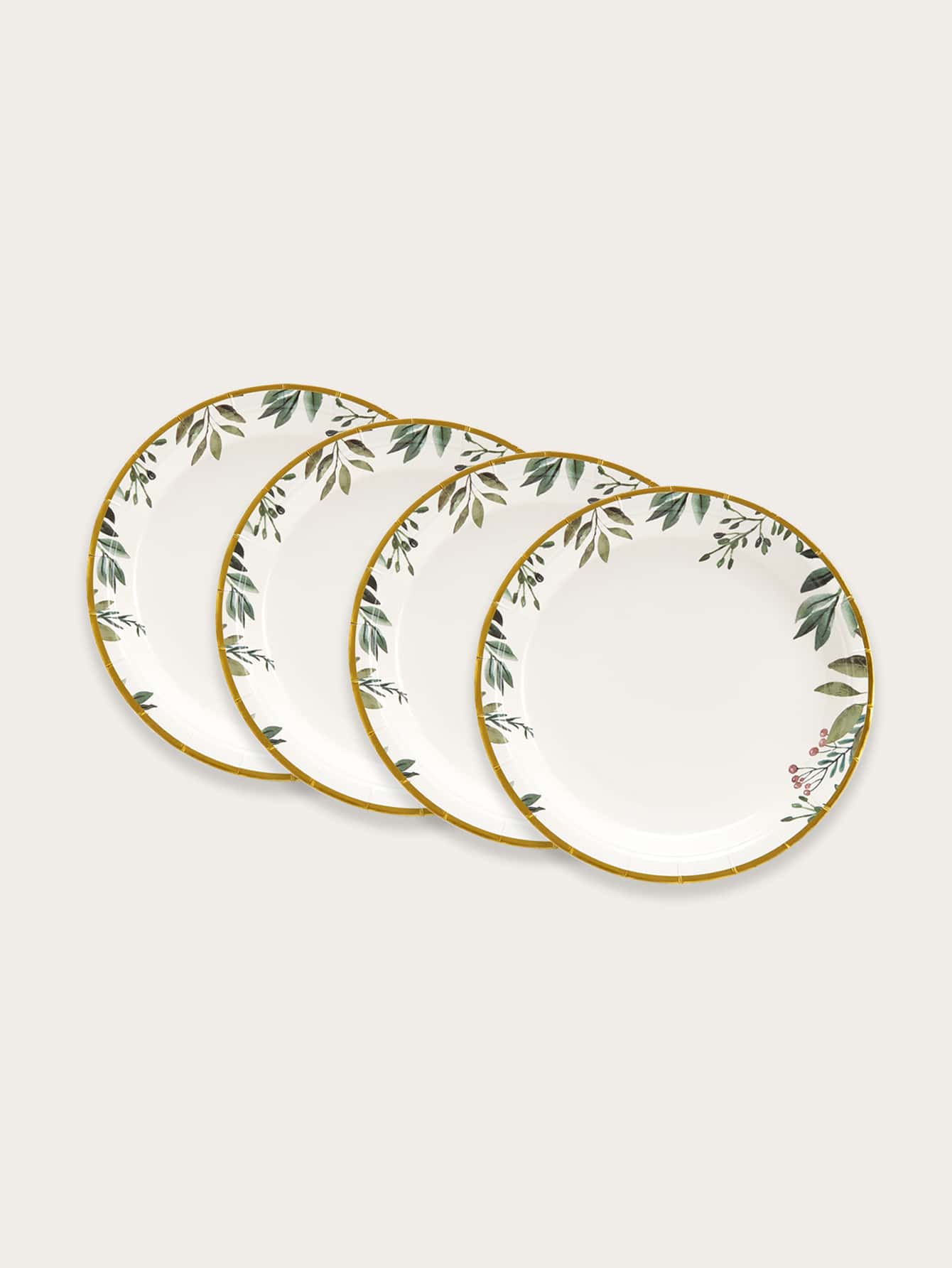 10 件/套一次性餐盘、7 英寸鼠尾草绿叶纸盘、派对纸盘、绿叶新娘送礼会盘子、桉树婴儿送礼会装饰品和鼠尾草绿生日装饰品一次性纸盘 - 彩色 - 查看 1