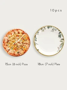 10 件/套一次性餐盘、7 英寸鼠尾草绿叶纸盘、派对纸盘、绿叶新娘送礼会盘子、桉树婴儿送礼会装饰品和鼠尾草绿生日装饰品一次性纸盘 - 彩色 - 查看 3