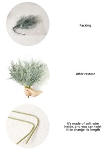 1pc Plastic Simulated Pine Tree, 5 Branches, Minimalist Iron Red Color, Home Decor, Ideal For Weddings, Parties, Outdoor Events, 15.7 Inch - Green - View 5