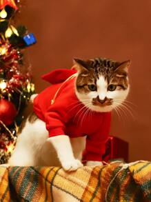 1pc Christmas Elk Decor Pet Sweatshirt With Reindeer Pattern - Multicolor - View 2