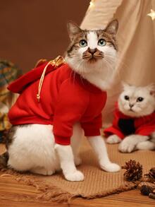 1pc Christmas Elk Decor Pet Sweatshirt With Reindeer Pattern - Multicolor - View 3