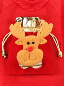 1pc Christmas Elk Decor Pet Sweatshirt With Reindeer Pattern - Multicolor - View 6