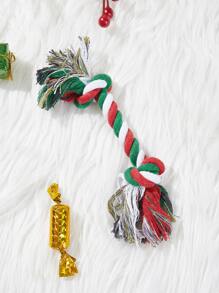 1入組聖誕主題寵物咀嚼繩玩具適用於寵物 - 彩色 - 查看 1