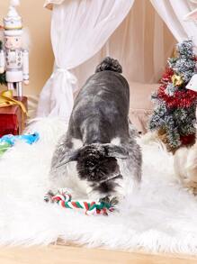 1入組聖誕主題寵物咀嚼繩玩具適用於寵物 - 彩色 - 查看 2