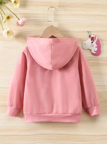 Toddler Girls Unicorn Print Hoodie - Dusty Pink - View 2