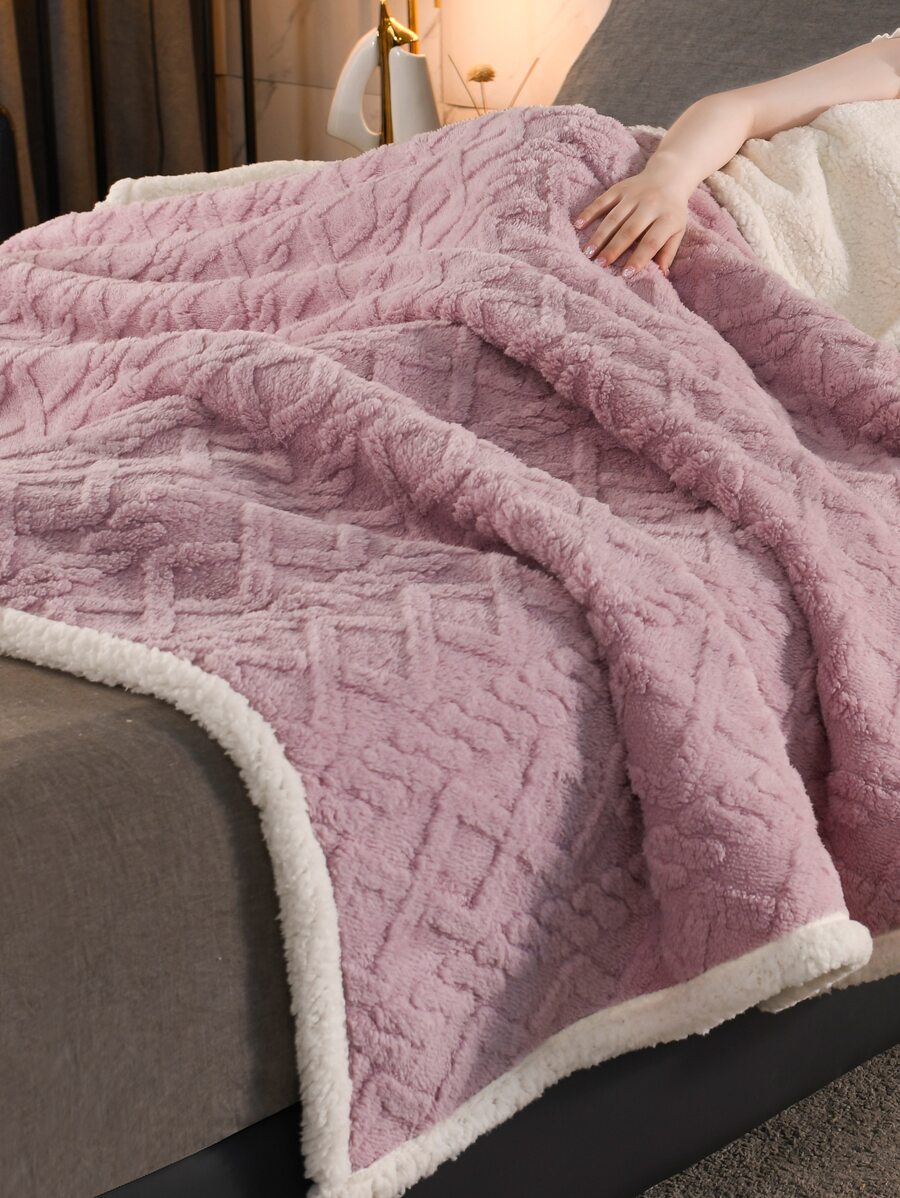 Geometric Tufted Fleece Blanket - Mauve Purple - View 1