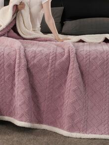 Geometric Tufted Fleece Blanket - Mauve Purple - View 4
