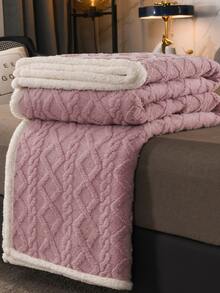 Geometric Tufted Fleece Blanket - Mauve Purple - View 5