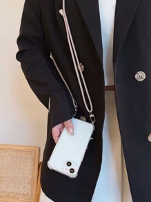 透明肩帶防震手機殼相容 iPhone15/15promax/15pro/15plus/11/12/13/14promax/xs/xr/11pro/11promax/12pro/12promax/13pro/13promax/7plus/14pro/14promax/14plus/13pro/13promax/7plus/14pro/14promax/14plus/ 7plus/8 /8/se2，Tpu軟殼 - 無色 - 查看 3