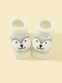 Bebé 1 par Calcetines con dibujos animados zorro - Blanco - Ver 1