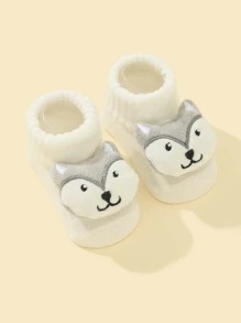 Bebé 1 par Calcetines con dibujos animados zorro - Blanco - Ver 4