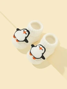 1pair Baby Cartoon Penguin Decor Socks, For Christmas - White - View 2