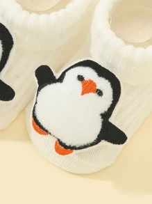 1pair Baby Cartoon Penguin Decor Socks, For Christmas - White - View 4