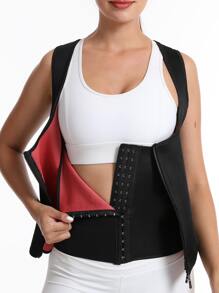 运动户外合成橡胶运动汗水背心塑身衣腰部训练器紧身胸衣健身房配件 - 黑色 - 查看 3