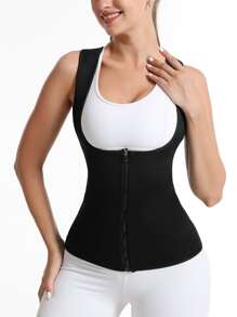 运动户外合成橡胶运动汗水背心塑身衣腰部训练器紧身胸衣健身房配件 - 黑色 - 查看 6