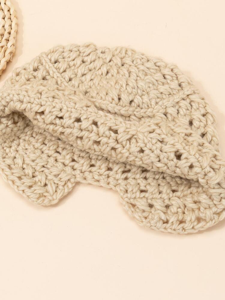 Hollow Out Crochet Hat - Beige - View 2