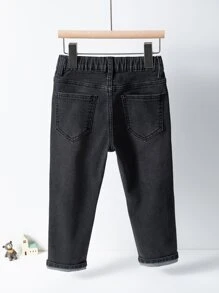 Toddler Boys Cat Whisker Washed Jeans - Black - View 2